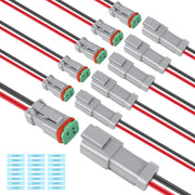 Deutusacc front view of 6-kit Deutsch DT 2-pin package showing contents and benefit of ready-to-install