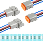 Deutusacc front view of DT 8-pin male and female connectors showing sealed fit benefit