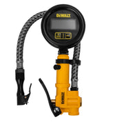 DEWALT digital inflator front view showing LED gauge and controls for fast accurate readings
