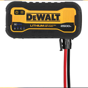 DEWALT DXAELJ25 front angle showing compact jump starter and benefits