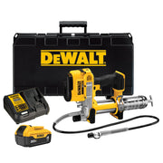 DEWALT grease gun front view showing tool shape and kit benefit