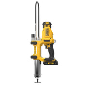 DEWALT grease gun front view showing durable housing and control benefits