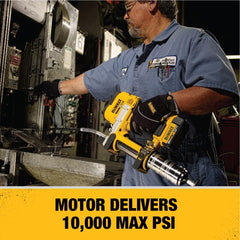 DEWALT grease gun LED illuminated nozzle improving visibility benefit