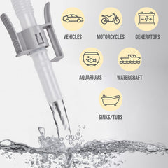 DEWAY WAYPUMP07 pumping gasoline from a can to a tank, faster refills benefit