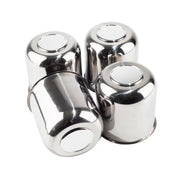 DewFlew front view of chrome center caps showing polished face and clean finish benefit