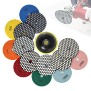 DiamDr front view of 4 inch polishing pads kit showing contents and benefits