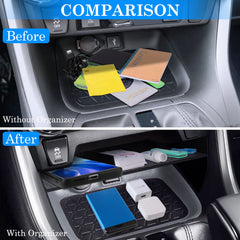 DIAMOOKY armrest storage box open to show added compartment benefit