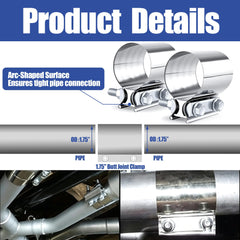 Dianrui clamp installed around exhaust pipe showing full 360-degree sealing benefit