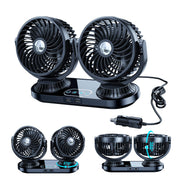 DICMKY front view of dual-head dashboard fan showing wide airflow benefit