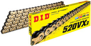 DID 520VX3 front view showing gold chain and 108-link count, highlighting durability