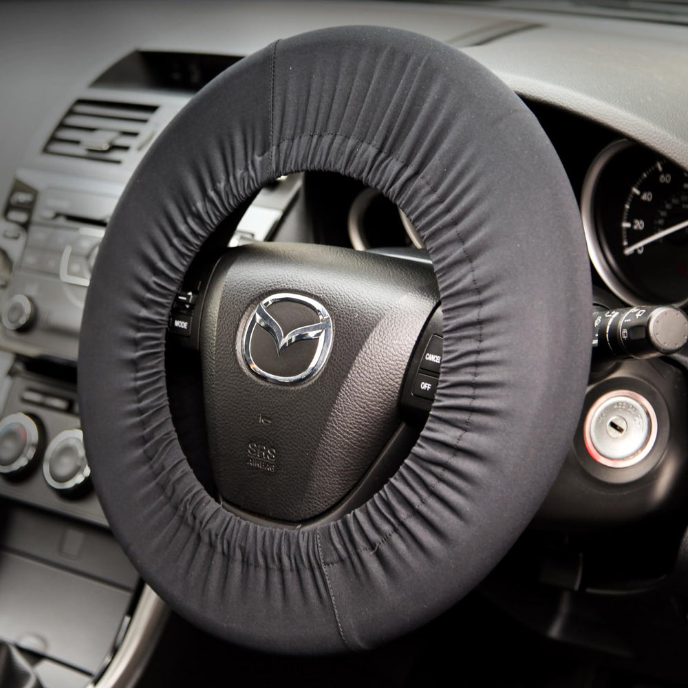 Disklok black cover front view protects wheel finish