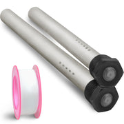 Diximus front view showing two anode rods and included PTFE tape, protects heater