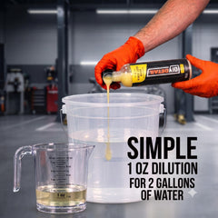 diy detail pouring concentrate into bucket demonstrating economical dilution benefit