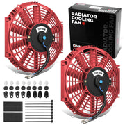 DNA MOTORING front view of red 12-inch fan showing airflow benefit