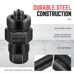 DNA MOTORING close-up of steel puller threads showing durable finish and precise machining