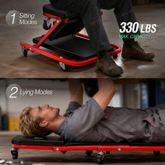 DNA MOTORING converted into a rolling seat demonstrating quick transform and stability