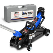 DNA Motoring front view of floor jack showing compact frame and lift benefits
