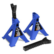 DNA MOTORING front view pair of jack stands showing stable base and capacity benefit
