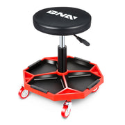 DNA MOTORING front view of mechanic stool showing seat and tray for organized workflow