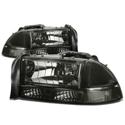 DNA MOTORING front view of pair headlights showing smoke and clear finish and improved curb appeal