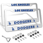 DorkTees silver license plate frame front view showcasing team style and neat fit