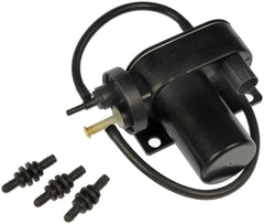 Dorman vacuum pump front view showing mounting points and brand, ensures correct fit