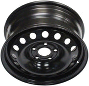 Dorman front view steel wheel showing clean mounting face and durable finish benefit corrosion resistance