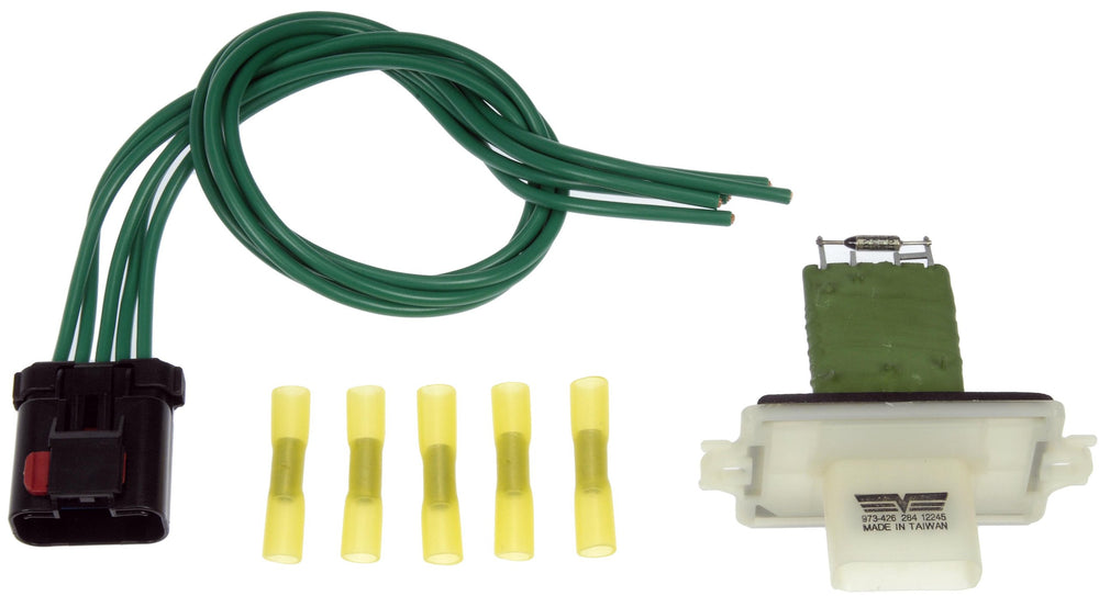 Dorman 973-426 front view of resistor and harness showing durable connection benefit
