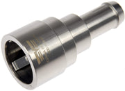 Dorman coolant connector front view showing stainless steel durability and reliable fit