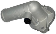 Dorman coolant outlet front view showing aluminum body and durable construction