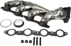 Dorman front view exhaust manifold showing mounting points and improved durability