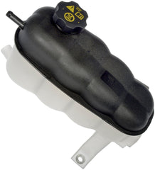 Dorman front view coolant reservoir and cap showing direct-fit advantage