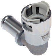 Dorman metal heater hose connector front view showing durable design and leak resistance