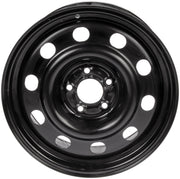 Dorman 17x7.5 steel wheel front view showing bolt pattern and fit benefit