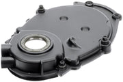 Dorman timing cover front view showing OE-fit mounting and durable finish