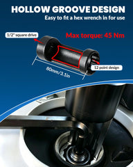 DPTOOL close-up of 12-point sockets 16–24mm highlighting precision and grip