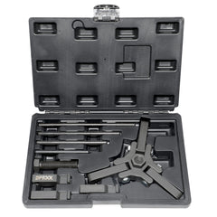 DPTOOL front view of harmonic balancer puller kit showing components and benefit of easy identification
