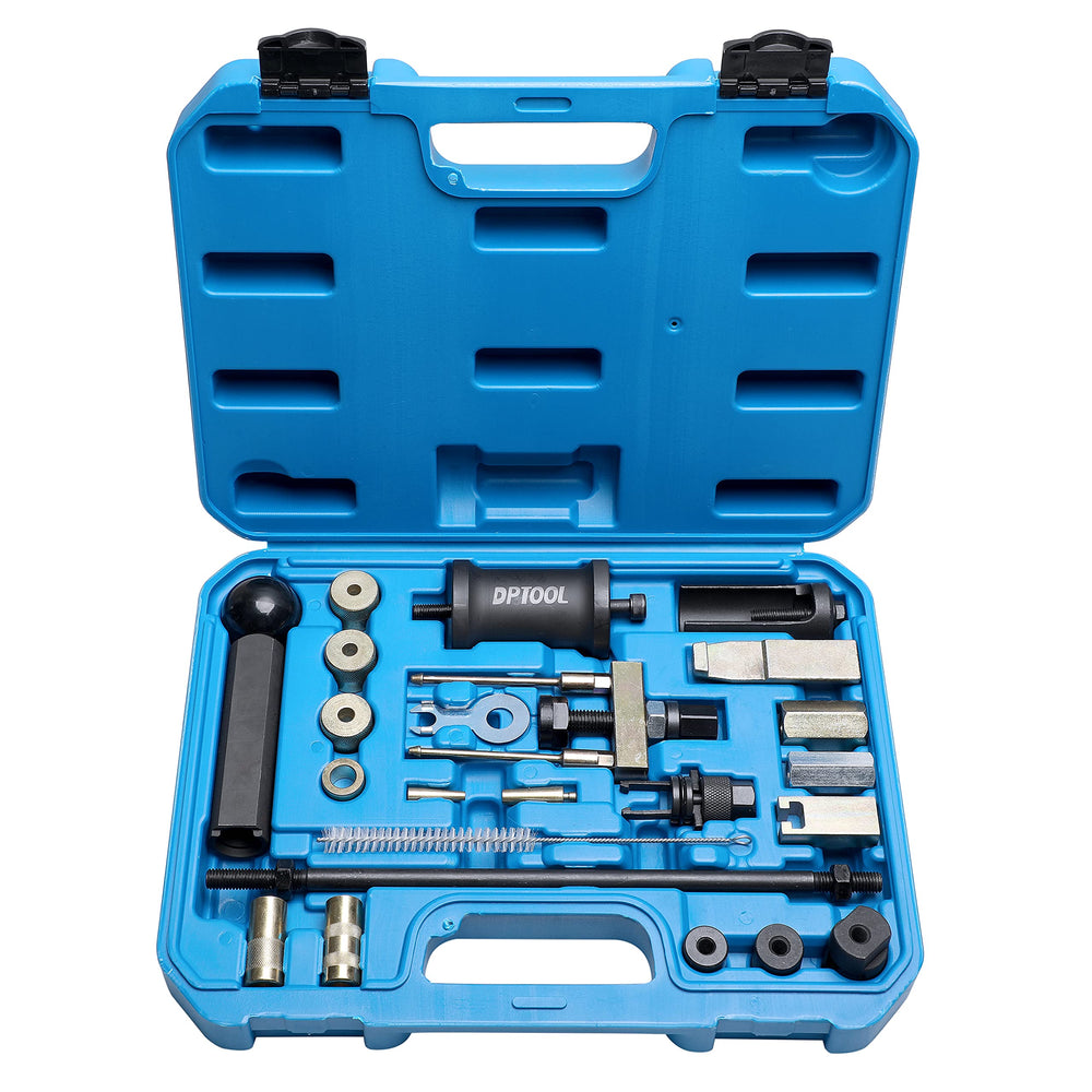 DPTOOL kit front opened showing organized pullers and case, enables fast access
