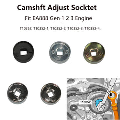 DPTOOL detailed view of pulley holding wrench helping secure cam pulley during service