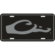 Drake Waterfowl front view license plate showing durable aluminum and logo benefit: lasting outdoor personalization