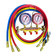 Drako-Myxx front view of 42201 manifold kit showing gauges and hoses for fast setup