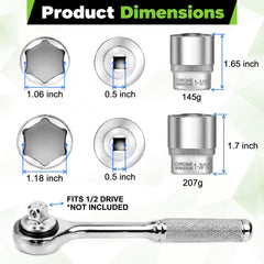 Dreyoo close-up of 6-point socket hex profile providing secure grip and reduced rounding