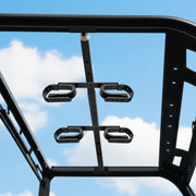 Drieaco front view overhead gun rack showing secure storage and quick access