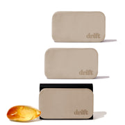 drift front packaging showing three amber stone air fresheners and benefits