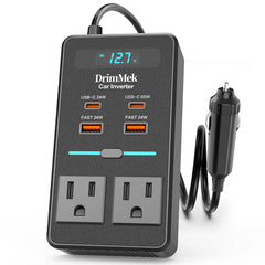 DrimMek front panel showing controls and AC outlets for convenient power
