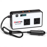 DrimMek inverter front panel showing AC outlets and ports for versatile charging