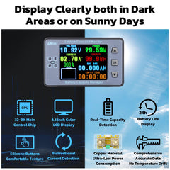 DROK closeup of color LCD interface for clear readable measurements