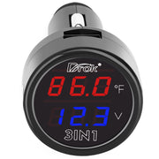 DROK front panel display showing voltage and temperature for quick monitoring