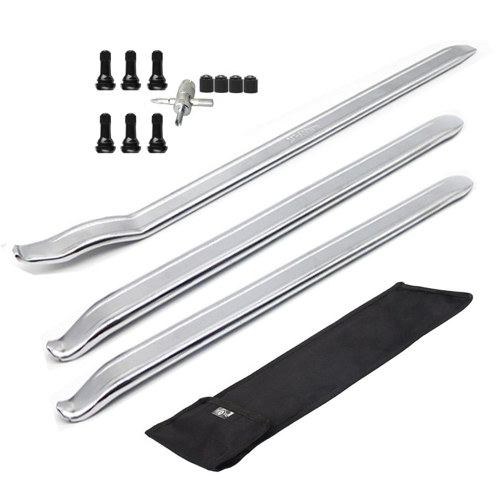 Dr.Roc front packaging showing complete tire irons set and case, easy storage benefit