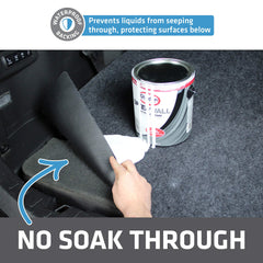 Drymate waterproof backing detail preventing leaks and protecting upholstery
